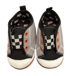 Harley-Davidson Prewalker Baby Bootie Shoes Boys Size 2/3M Gray Black Orange